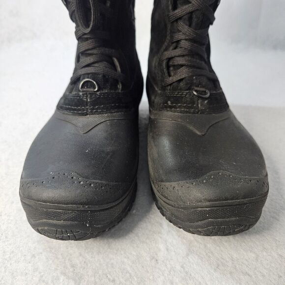 NORTHFACE Snow Boots Black Sz 8.5 Thermoball Leather Lace Up Winter - Picture 5 of 6